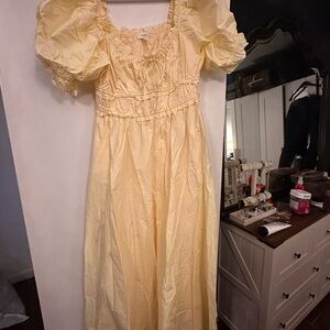 Worth Collective Yellow Puff Sleeve Maxi Dress